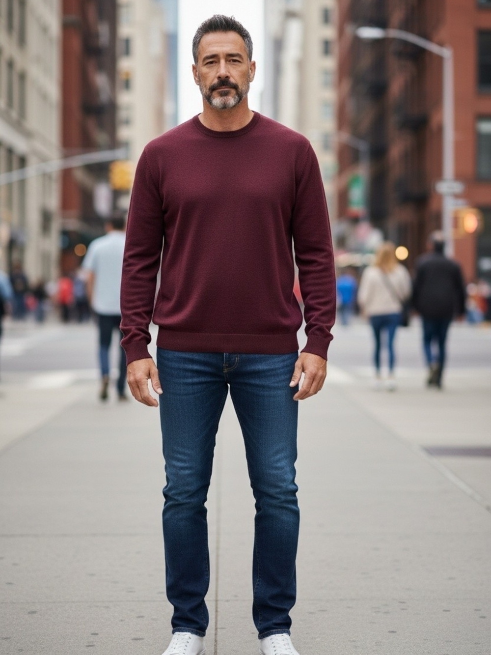 Men's Johnny Bigg Crewneck Sweater in Deep Burgundy Size 5XL